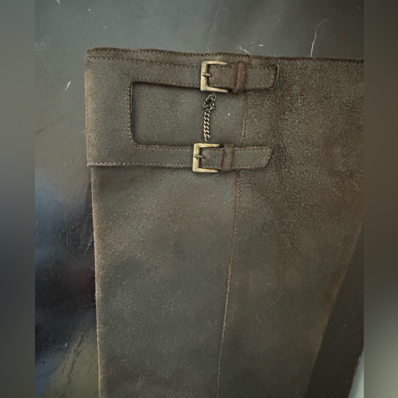 NEIMAN MARCUS Vintage distressed brown leather boots buckle detail ankle & top - Picture 9 of 11